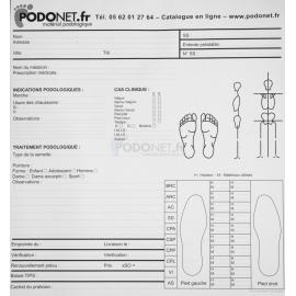 Fiche d'examen podologique pour podographe