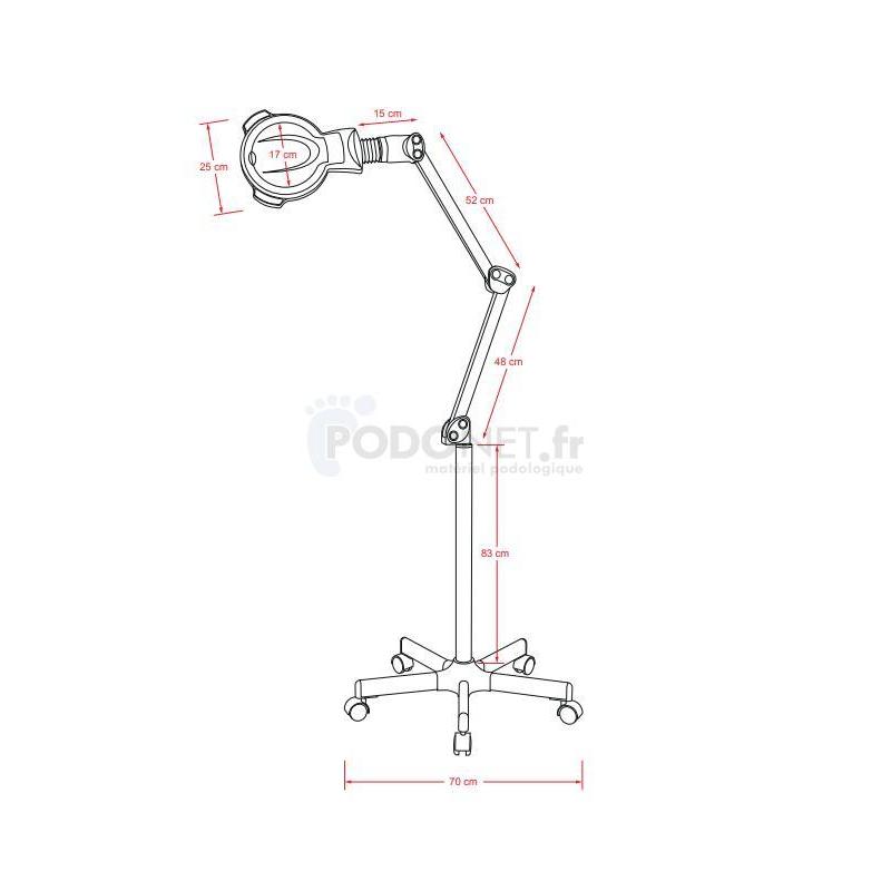 Lampe loupe LED professionnelle pied roulettes 5 dioptries Weelko