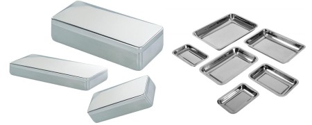 Les boites, haricots, plateaux, pissettes, flacons, augettes...